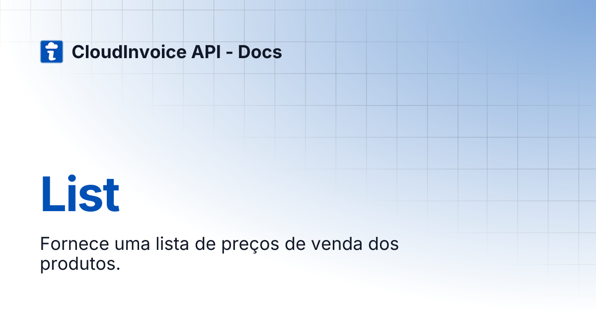 List | CloudInvoice API - Docs