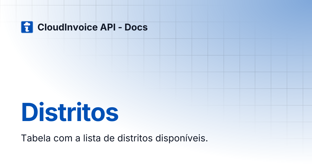 Distritos | CloudInvoice API - Docs