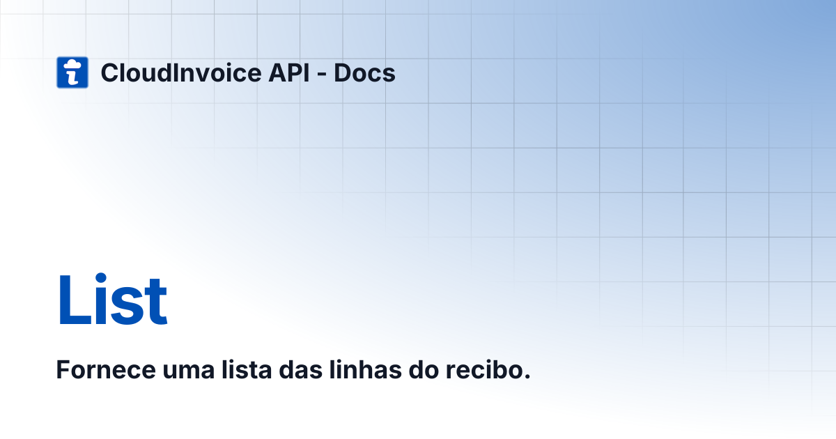 List | CloudInvoice API - Docs