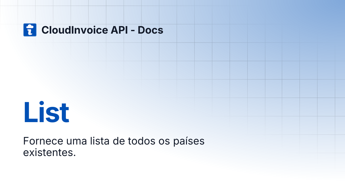 List | CloudInvoice API - Docs